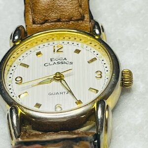 Boca Classics Women's Wrist
Watch Gold Tone With Braided Leather Band 109